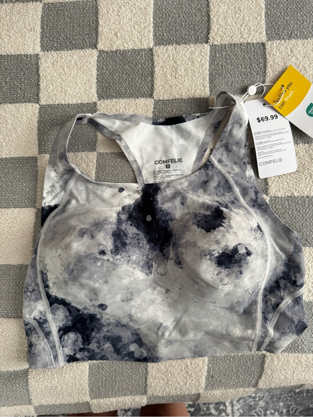 Sports Bra NWT Size Small COMFELIE Marble Print High Support